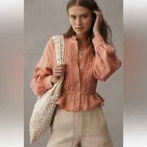 Pilcro Coral Button-Down Blouse
